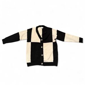 Black and Cream Checkered Cardigan